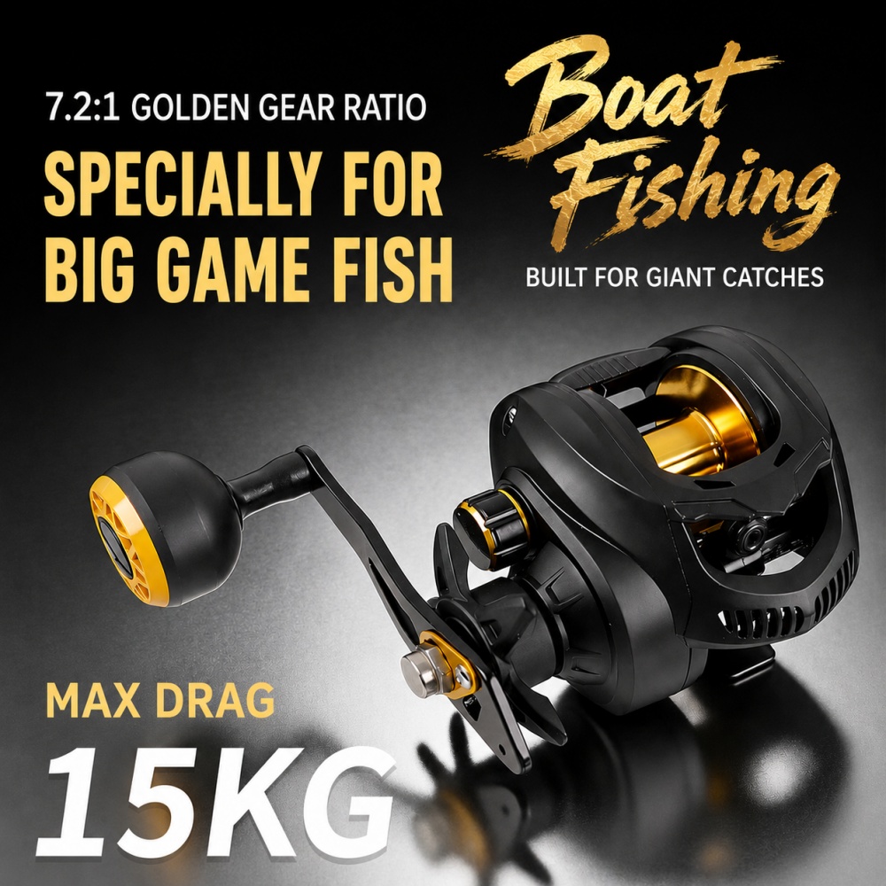 Fishing Boat Steering Wheel - 7.2:1 Heavy Duty Baitcasting Reel 15kg