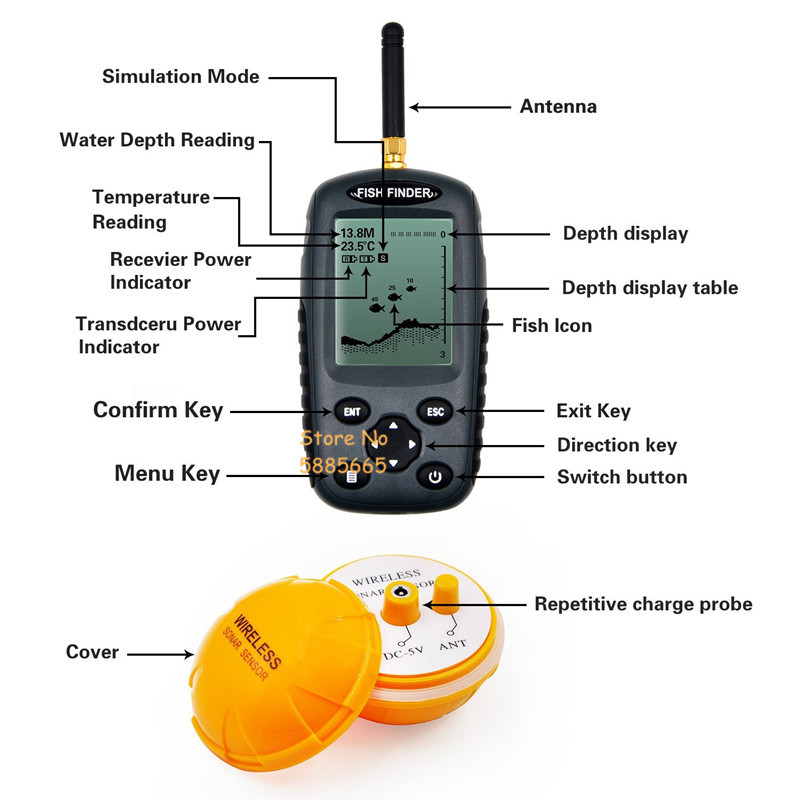Smart Portable 50M Depth Sonar - đánh giá và giá Fishing Boat Depth Finder