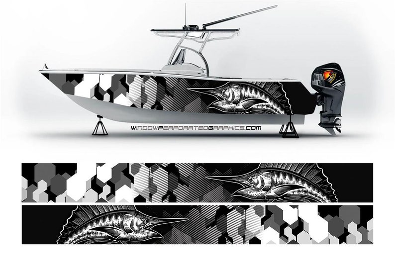 Camo Black and White Marlin Fi - đánh giá và giá Fishing Boat Trailer