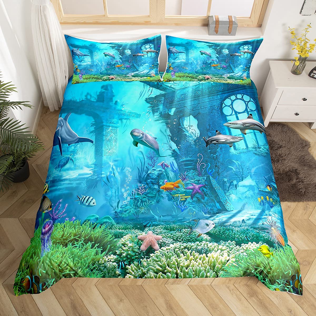 Fish Duvet Cover Set Ocean Bed - đánh giá và giá Fishing Boat Cover
