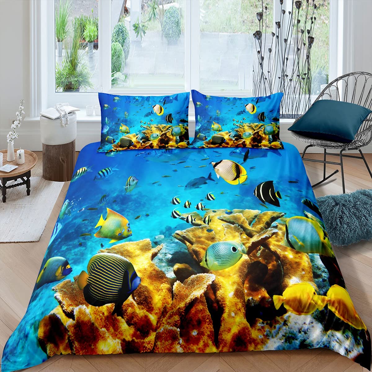 Fish Duvet Cover Set Ocean Bed - đánh giá và giá Fishing Boat Cover